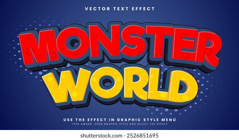 Plantilla de efecto de texto editable Monster World en tema oscuro