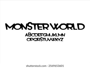 Monster World font for logo and headline. Isolated vector typeset