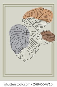 Vector de arte abstracto de la línea Monstera