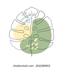 Monstera Abstract vector botanical illustration. Boho foliage with abstract shape. Tropic palm leaves clipart.