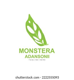 Monstera adansonii Leaf Logo, Green Plant Vector, Tree Vector, Rare Leaf Illustration