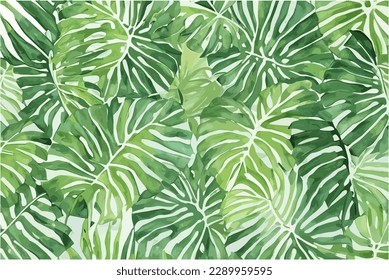 Monstera Background Watercolor for any purpose including poster, wedding invitation and many more