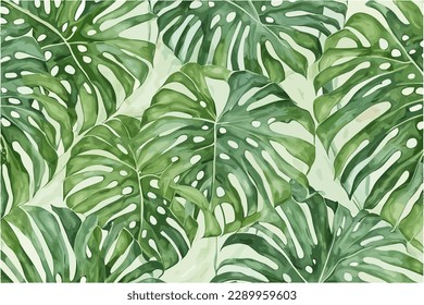 Monstera Background Watercolor for any purpose including poster, wedding invitation and many more