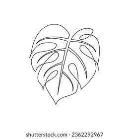 Monstera continuous Line illustration template