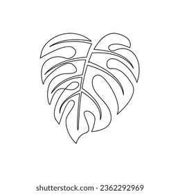 Monstera continuous Line illustration template