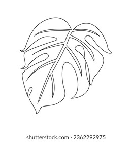 Monstera continuous Line illustration template