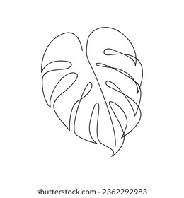 Monstera continuous Line illustration template