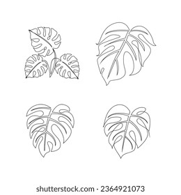 Monstera continuous Line illustration template