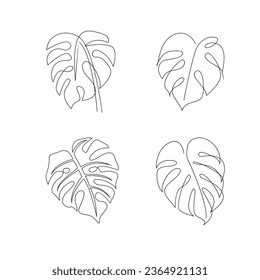 Monstera continuous Line illustration template