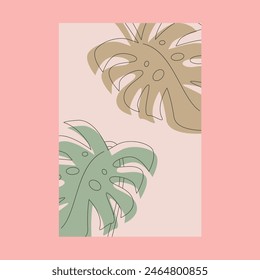 monstera línea moderna continua diseño de la ilustración del símbolo del logotipo del Vector
