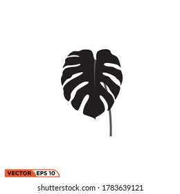 Monstera deliciosa Leaf Logo Icon Vector Template Illustration Design.