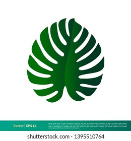 Monstera deliciosa Leaf Logo Vector Template Illustration Design. Vector EPS 10.