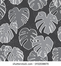 Monstera Deliciosa Leaf Seamless Pattern. Perfect for Textile, Fabric, Background, Print