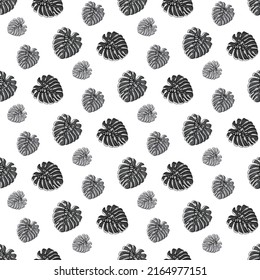 Monstera Deliciosa Leaf Seamless Pattern. Perfect for Textile, Fabric, Background, Print. Vector illustration