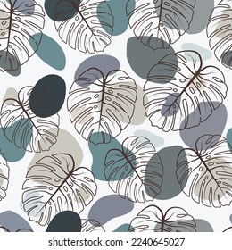 Monstera deliciosa leaf seamless pattern.