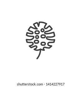 Monstera deliciosa line icon. linear style sign for mobile concept and web design. Exotic tropical leaf outline vector icon. Symbol, logo illustration. Vector graphics