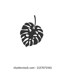 Monstera Deliciosa plant leaf icon in flat style sign. Vector illustration