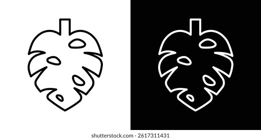 Monstera deliciosa plant leaf icon vector for web and mobile app. Symbol isolated.