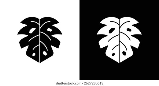 Monstera deliciosa folha ícone vetor, ilustração sólida, pictograma