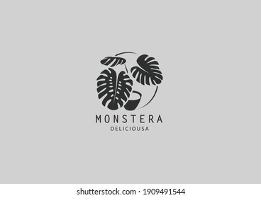 Monstera Deliciosa  Plant Logo Design