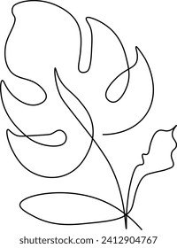 Monstera drawing one line minimal art