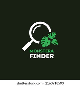 Monstera with Find logo vector design symbol graphic icon sign illustration creative idea