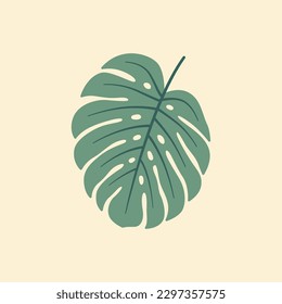Monstera Flat Vector Art Illustration on Isolated Object. Summer Vector Illustration. Summer Theme Flat Vector Illustration. Tropical minimalist Theme Vector Illustration.