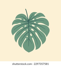 Ilustración de arte de vectores planos de Monstera sobre objetos aislados. Ilustración de vectores de verano. Ilustración del vector plano del tema de verano. Ilustración del vector temático tropical minimalista.