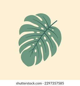 Monstera Flat Vector Art Illustration on Isolated Object. Summer Vector Illustration. Summer Theme Flat Vector Illustration. Tropical minimalist Theme Vector Illustration.