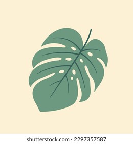 Monstera Flat Vector Art Illustration on Isolated Object. Summer Vector Illustration. Summer Theme Flat Vector Illustration. Tropical minimalist Theme Vector Illustration.