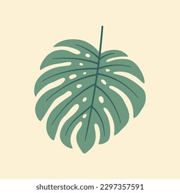 Monstera Flat Vector Art Illustration on Isolated Object. Summer Vector Illustration. Summer Theme Flat Vector Illustration. Tropical minimalist Theme Vector Illustration.