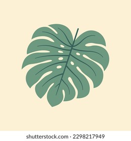 Monstera Flat Vector Art Illustration on Isolated Object. Summer Vector Illustration. Summer Theme Flat Vector Illustration. Tropical minimalist Theme Vector Illustration.