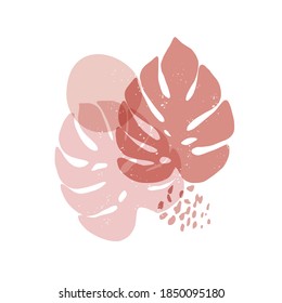 Monstera flat vector illustration. Abstract shape with isolated on white background. Scandinavian style. Contemporary fantasy print, modern design element. Modern wall art, minimalist home decor