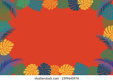 Monstera framed frame, background illustration, background design, vector data