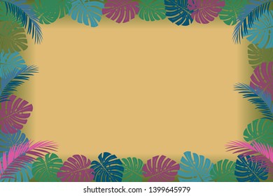 Monstera framed frame, background illustration, background design, vector data