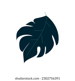 ilustración de hoja verde de monstera. diseño sencillo y plano