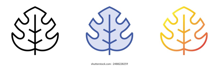 monstera icon. Linear, Blue Fill and Gradient Style Design Isolated On White Background
