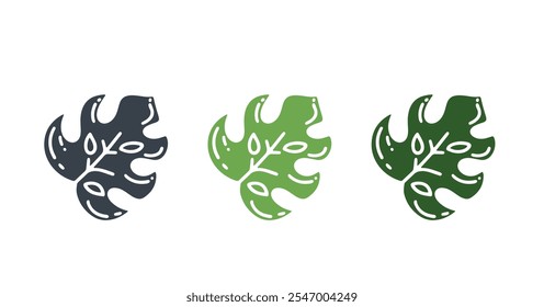monstera icon set set vector illustration