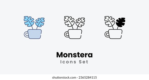Monstera icons set plant icon indoor plant nature green plant stock illustration