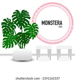 Monstera illustration vector Background Tropical.