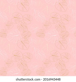 Monstera leaaves seamless pattern natural tropical background. Vector Illustration EPS10