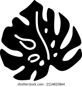 Monstera Leaf Black Silhouette Tropical Theme Stock Vector (Royalty ...