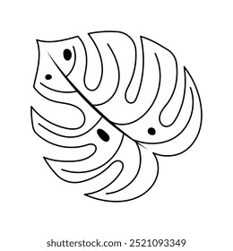 Hoja de monstera en blanco y negro con Vector de diseño recortado