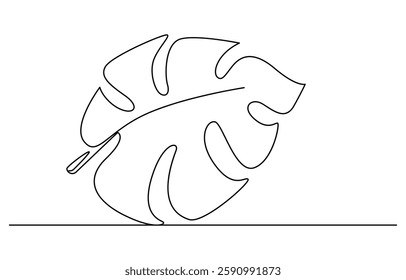Monstera Leaf continuous one line drawing