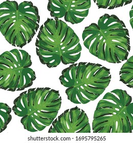 monstera leaf design seamless pattern