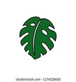 monstera leaf doodle icon