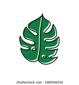 Monstera-Blatt-Doodsymbol, Vektorillustration