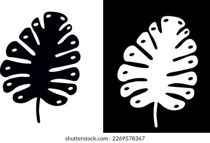 monstera leaf doodle icon vector design 