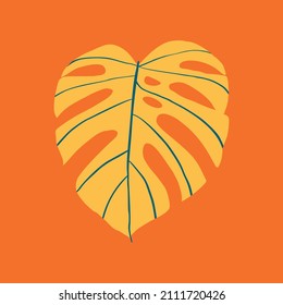 Monstera leaf, exotic tropical plant. Vector ilustration