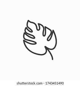 Monstera leaf flat icon. Vector Illustration